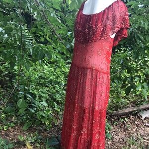 Vintage silk Dress with gold sequins and embroider